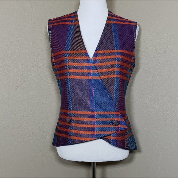 Vtg rare C'est Simone plaid vest and skirt - Picture 3 of 9